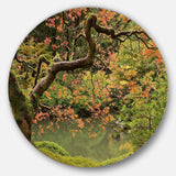 Japanese Garden Fall Season - Landscape Circle Metal Wall Decor