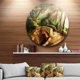Bright Sun in Mystical Park - Landscape Metal Circle Wall Art