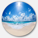 Beautiful Tropical Beach Panorama - Sea & Shore Round Metal Wall Art