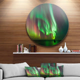 Green Northern Lights Aurora - Abstract Circle Metal Wall Decor