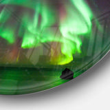 Green Northern Lights Aurora - Abstract Circle Metal Wall Decor