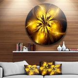 Shiny Gold Fractal Flower on Black - Floral Circle Metal Wall Decor