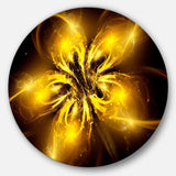 Shiny Gold Fractal Flower on Black - Floral Circle Metal Wall Decor
