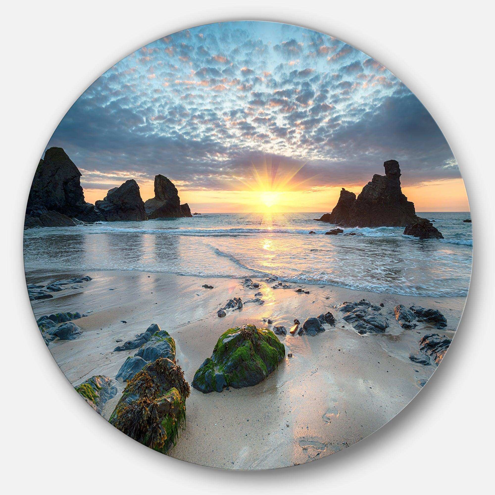 Beautiful Porthcothan Bay - Sea & Shore Metal Circle Wall Art