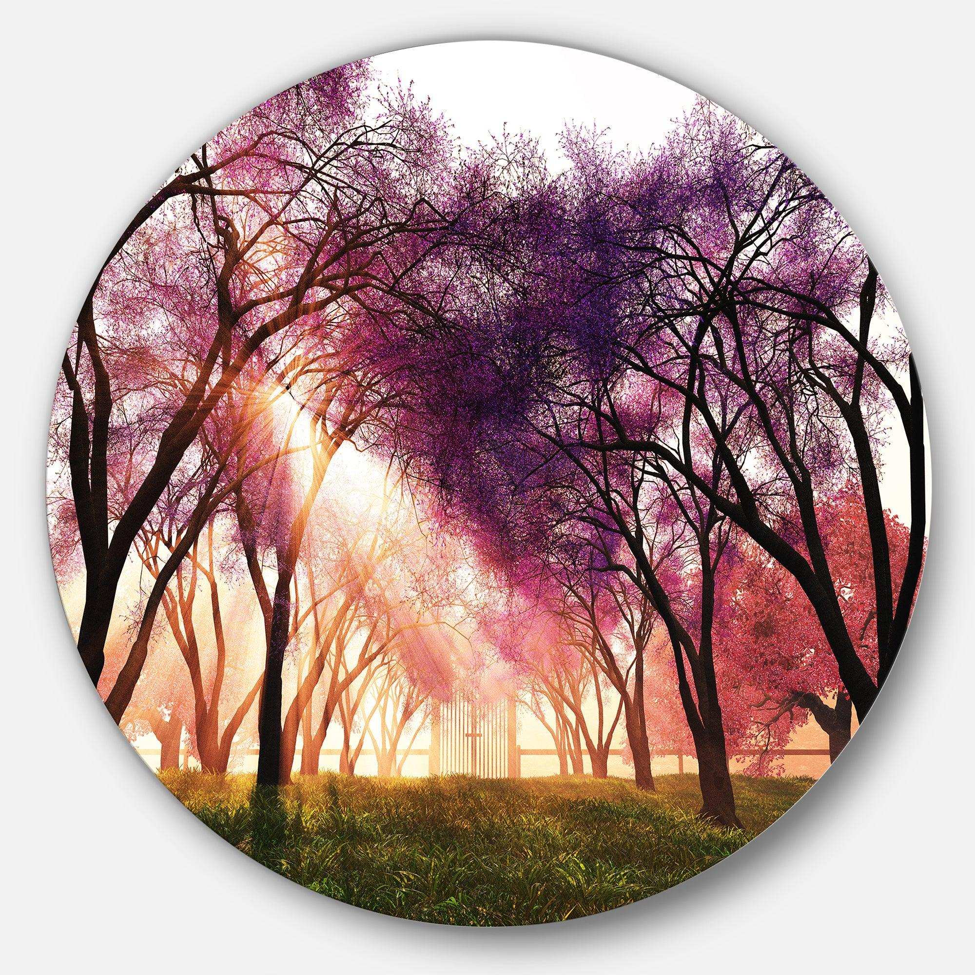 Cherry Blossoms Japan Garden - Landscape Metal Circle Wall Art