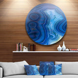 Blue Agate Stone Design - Abstract Round Metal Wall Art