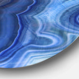 Blue Agate Stone Design - Abstract Round Metal Wall Art