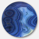 Blue Agate Stone Design - Abstract Round Metal Wall Art