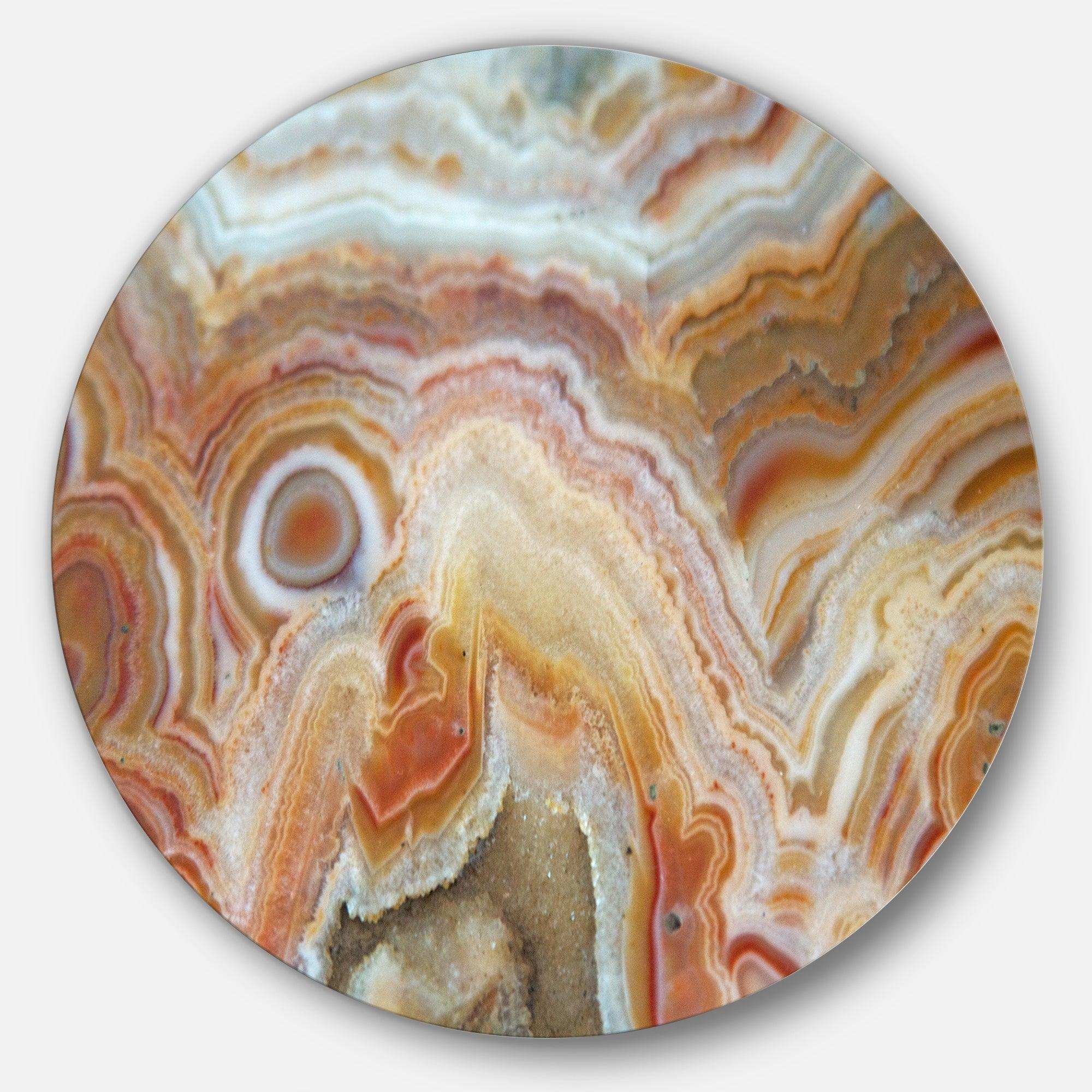 Strips and Ovals on Agate - Abstract Circle Metal Wall Decor