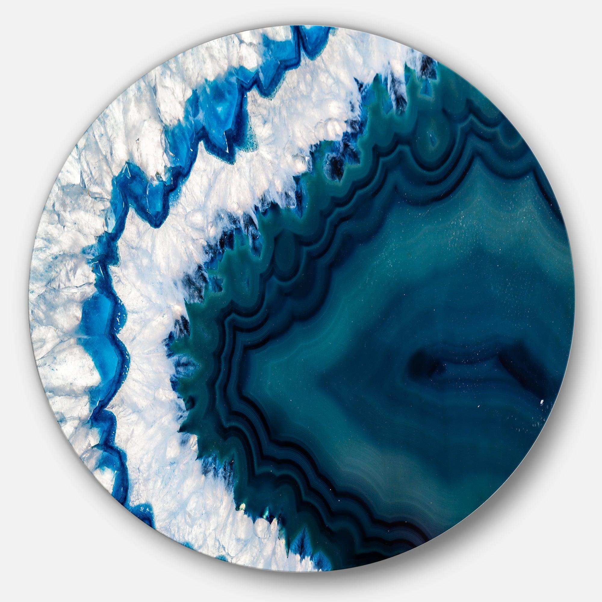 Blue Brazilian Geode - Abstract Large Metal Circle Wall Art