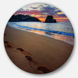 Trodden Sand on Ocean Beach - Sea & Shore Circle Metal Wall Decor