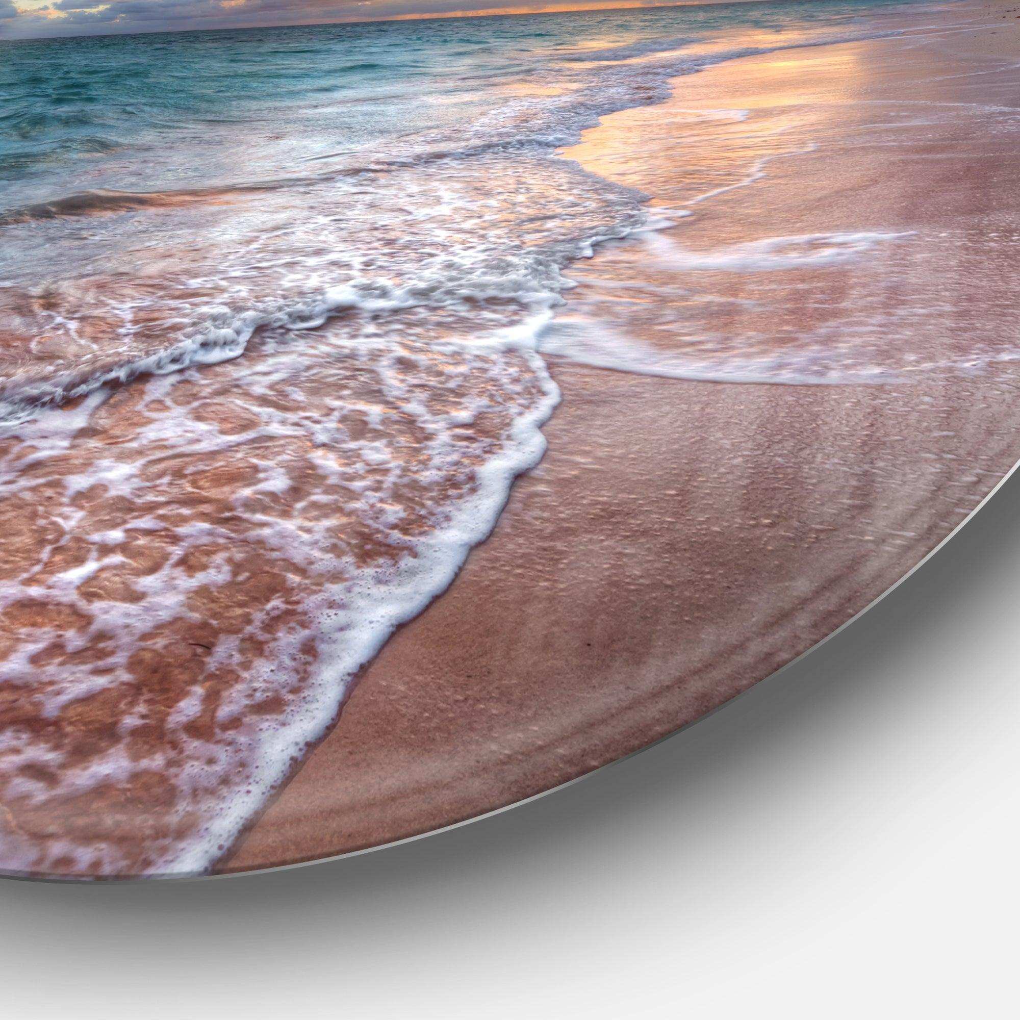Palm Trees on Clear Sandy Beach - Sea & Shore Oversized Circle Metal Wall Art