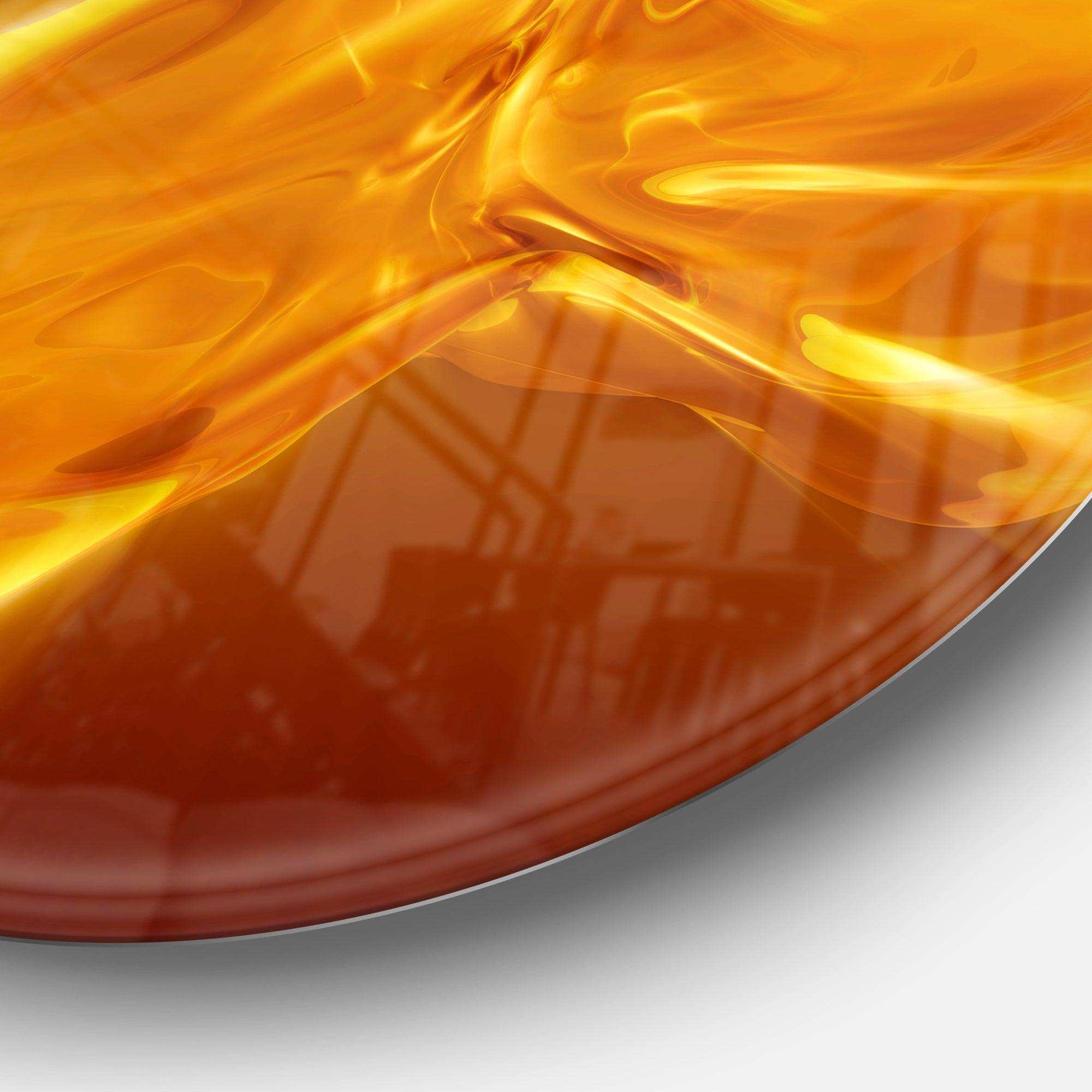 Plasmas and Liquid With Fiery Shine - Abstract Metal Circle Wall Art