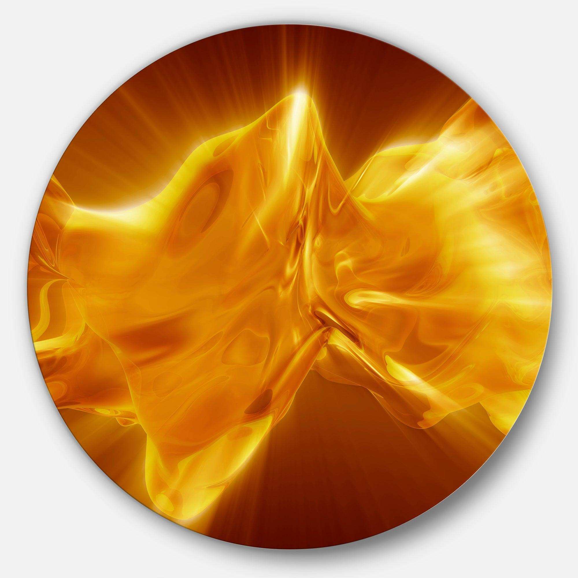 Plasmas and Liquid With Fiery Shine - Abstract Metal Circle Wall Art