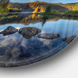 Mountain Lake Surrounded by Trees - Landscape Circle Metal Wall Decor