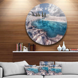 Amazing Blue Melt Lake in Fog - Landscape Circle Metal Wall Decor