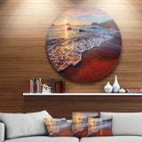 Stunning Ocean Beach at Sunset - Sea & Shore Metal Circle Wall Art