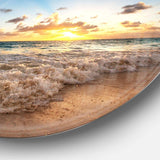 Sunrise on Beach of Caribbean Sea - Sea & Shore Large Metal Circle Wall Art