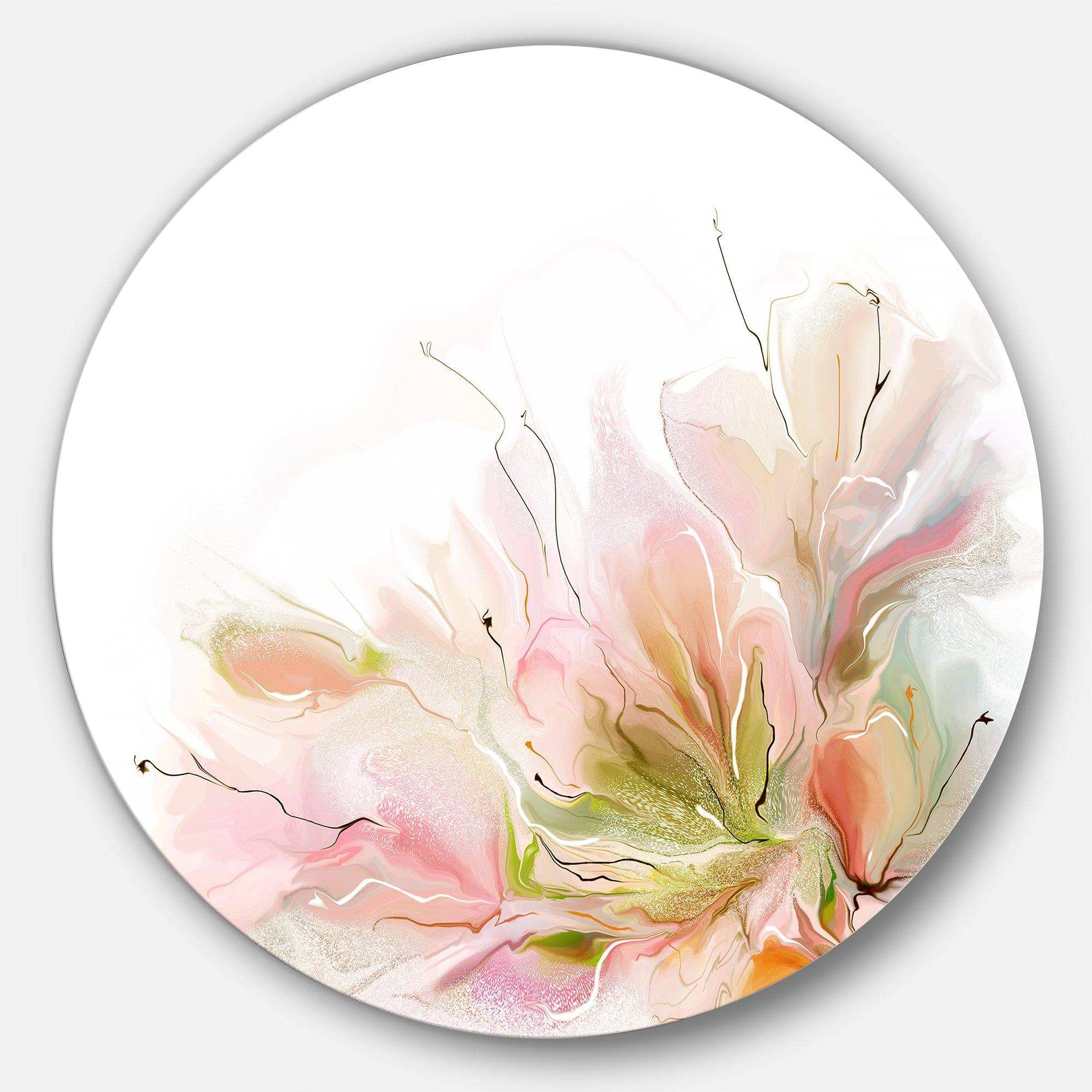 Floral Abstract Design on White - Floral Circle Metal Wall Decor
