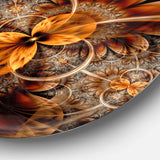 Dark Orange Fractal Flower - Abstract Oversized Circle Metal Wall Art