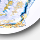 Golden Blue Agate - Abstract Metal Circle Wall Art