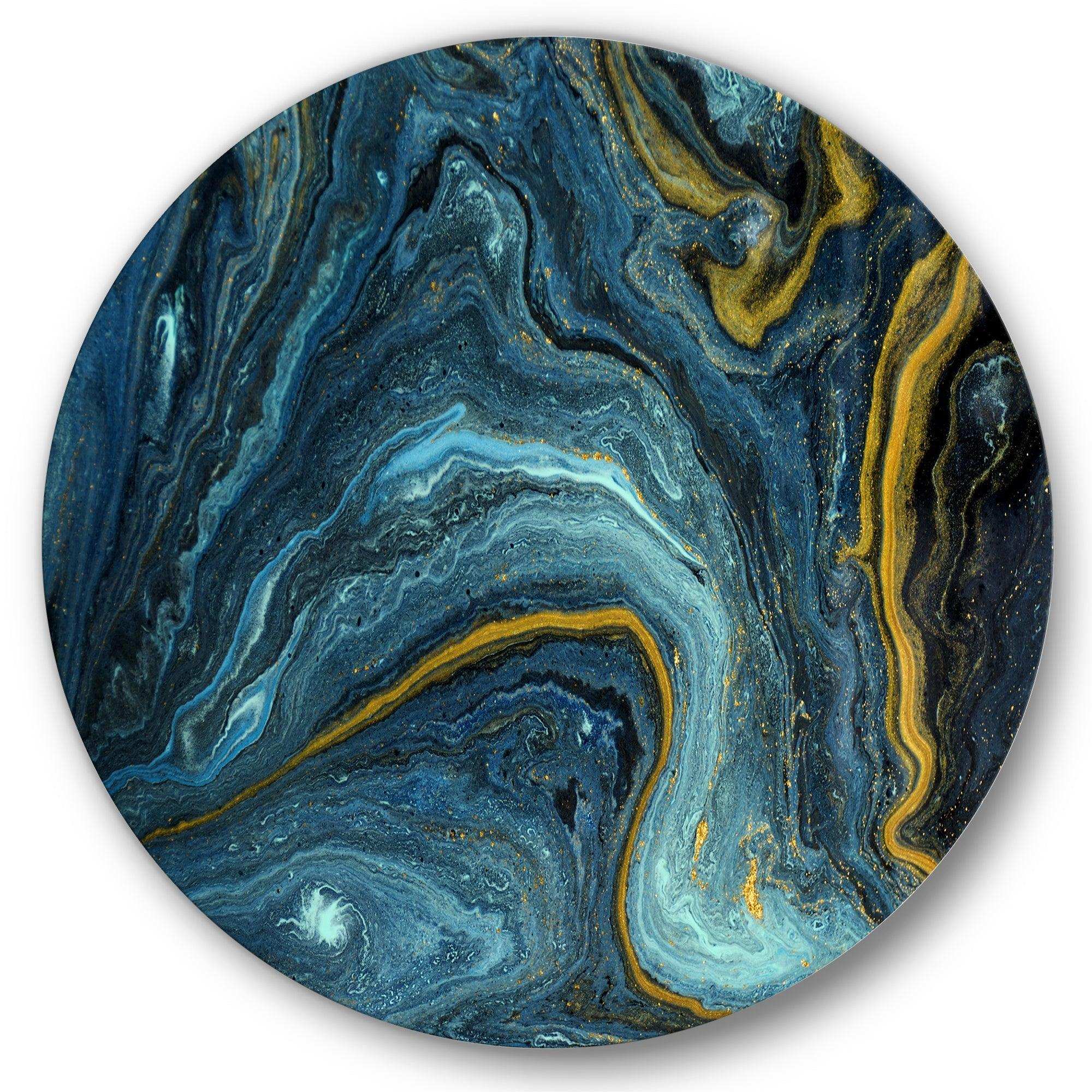 Agathe Ripple Golden Rivers - Abstract Round Metal Wall Art