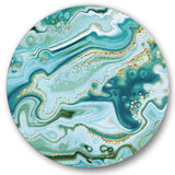 Ocean Blue Golden Marble - Abstract Circle Metal Wall Decor