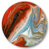 Red Gold and Blue Marble - Abstract Round Metal Wall Art