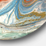 Red Gold and Blue Marble - Abstract Round Metal Wall Art