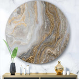 White Marble with Curley Grey and Gold Veins - Abstract Circle Metal Wall Decor
