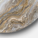 White Marble with Curley Grey and Gold Veins - Abstract Circle Metal Wall Decor