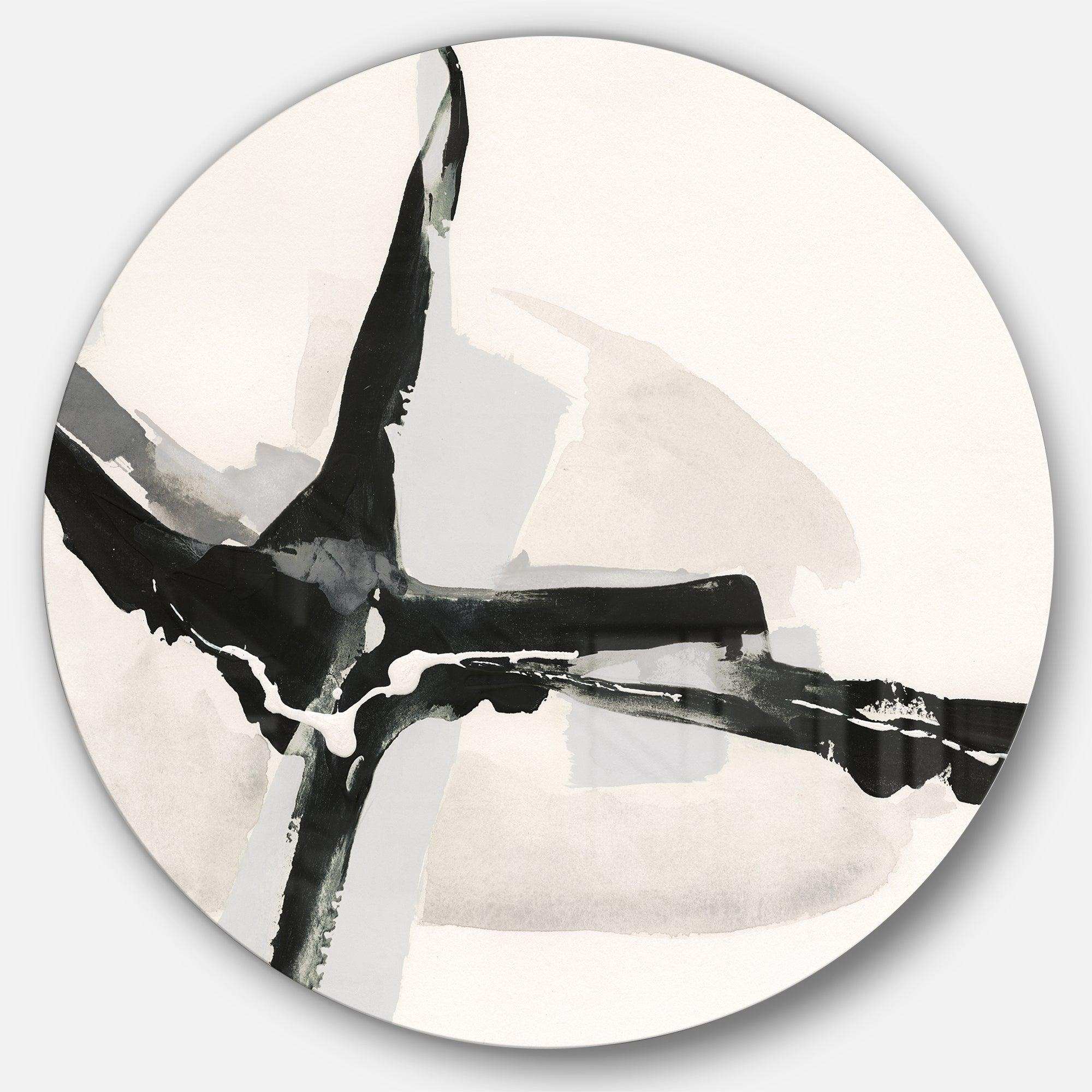 Abstract Neutral I Geometric Metal Circle Wall Art