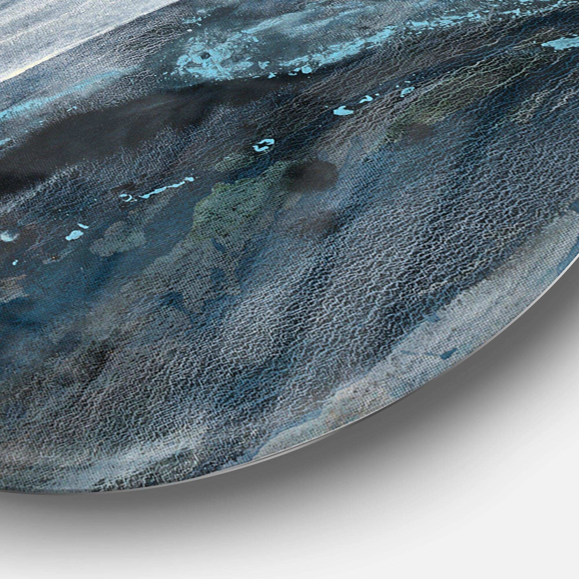 Splash Blue Indigo - Abstract Circle Metal Wall Decor