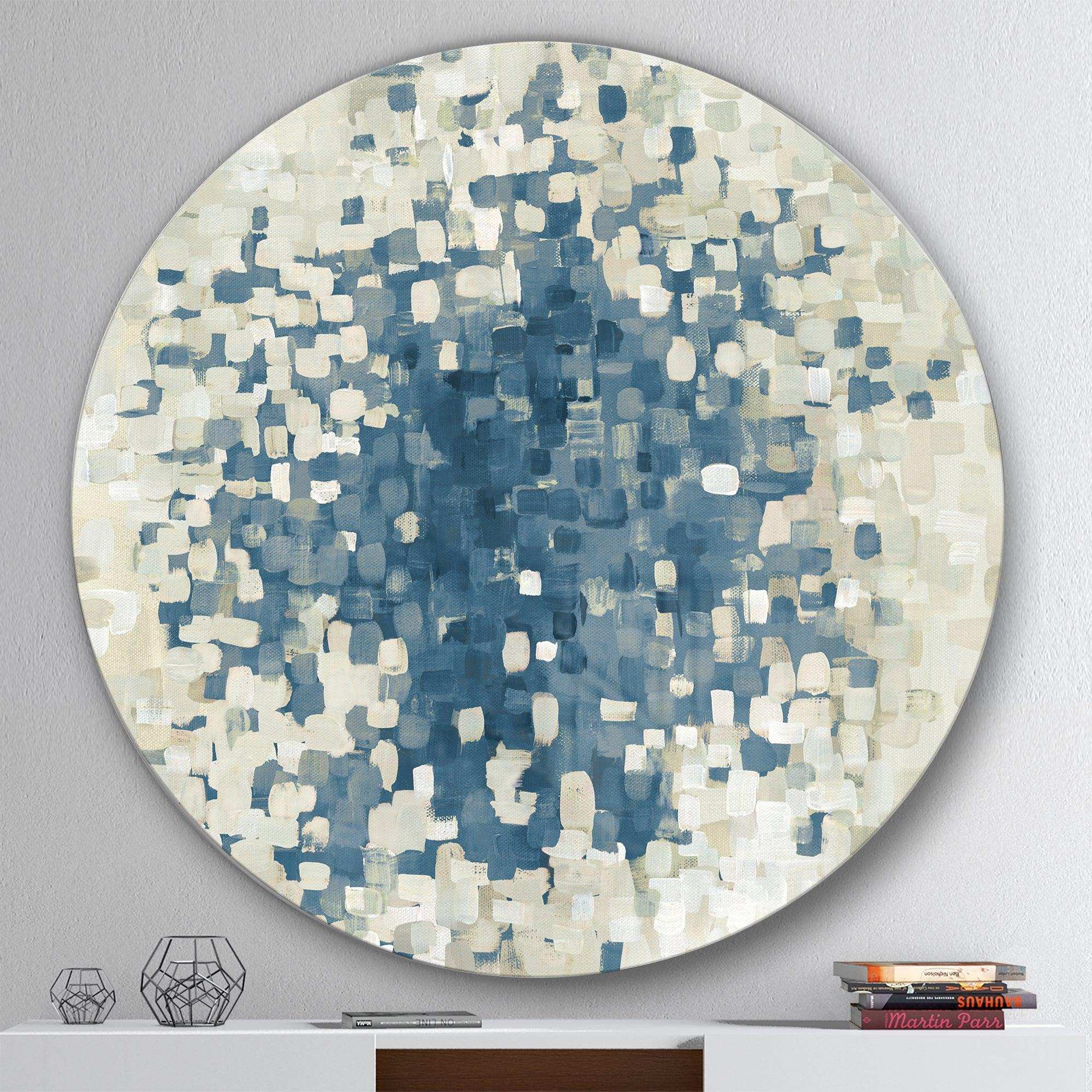 Geometric Blue Spots - Abstract Metal Circle Wall Art
