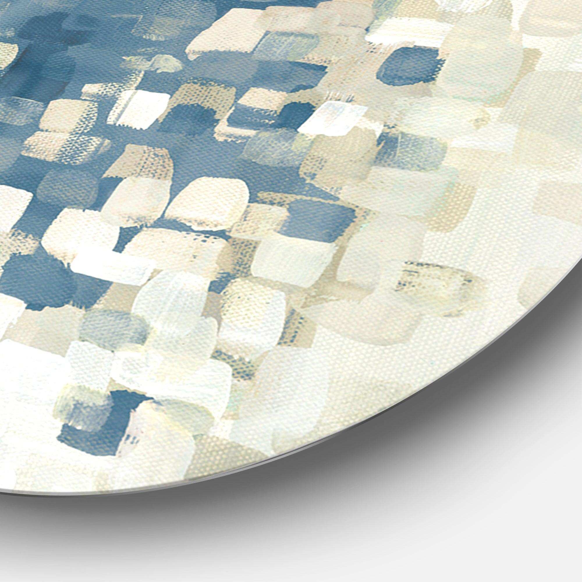 Geometric Blue Spots - Abstract Metal Circle Wall Art