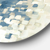 Geometric Blue Spots - Abstract Metal Circle Wall Art