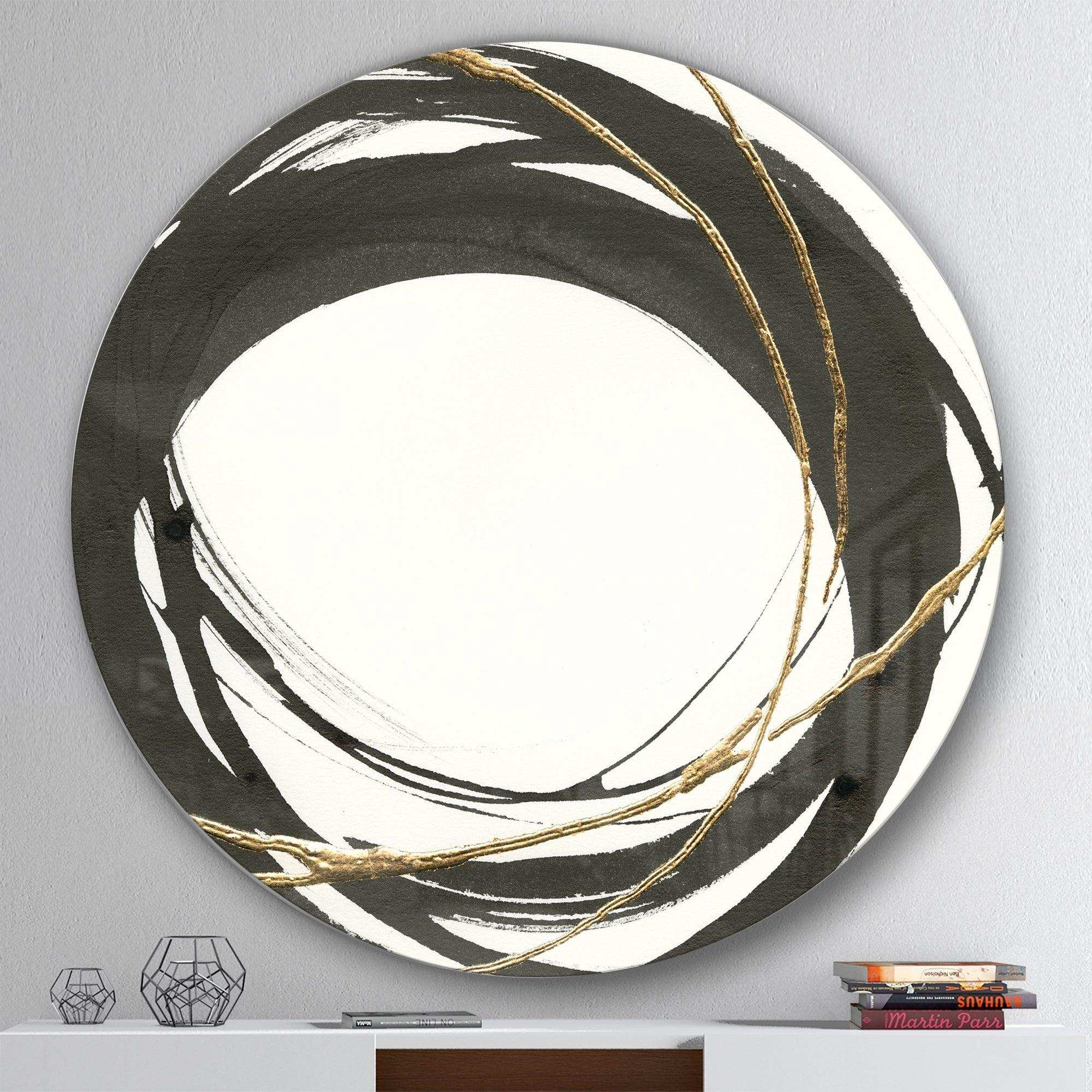 Gold Glamour Circle II - Abstract Metal Circle Wall Art