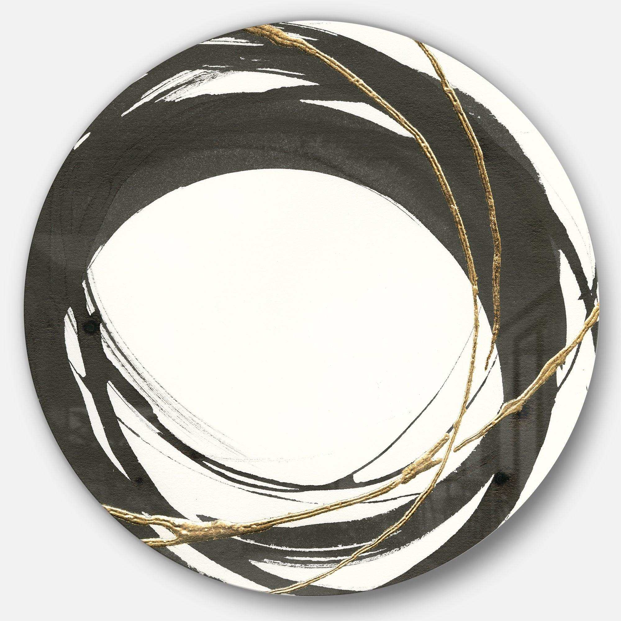 Gold Glamour Circle II - Abstract Metal Circle Wall Art