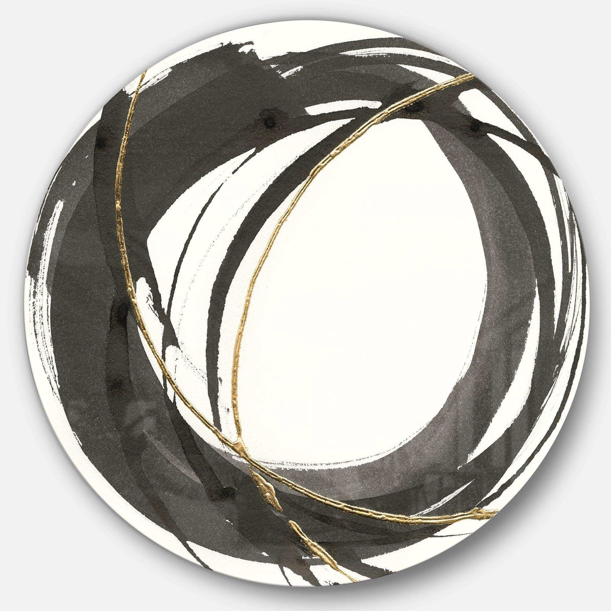 Gold Glamour Circle IV - Abstract Round Metal Wall Art