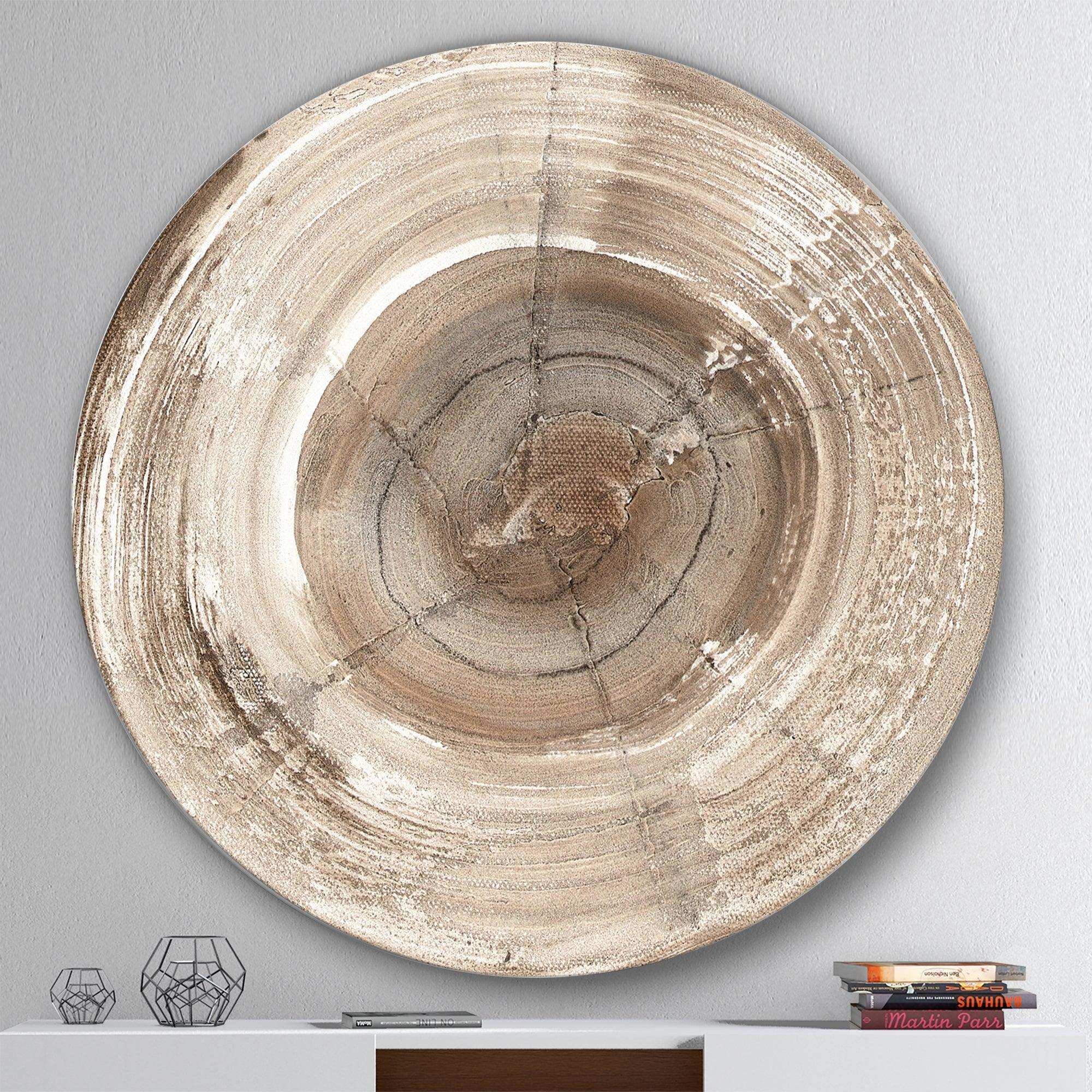 Circle natural elements I - Abstract Oversized Circle Metal Wall Art