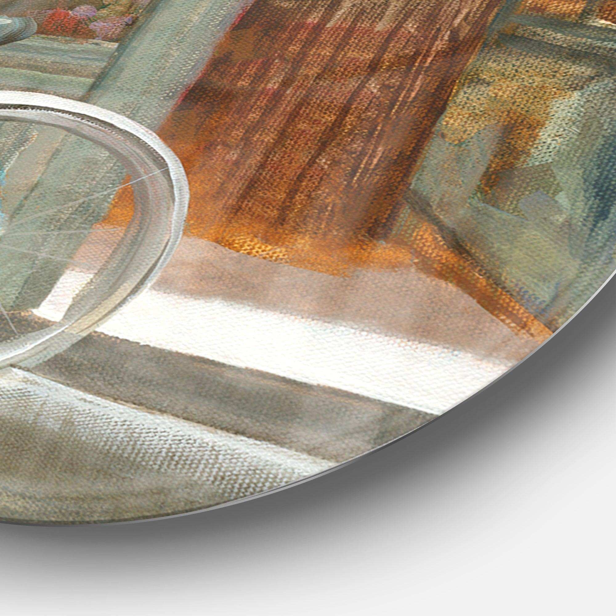 Paris French Flowershop - Floral Round Metal Wall Art