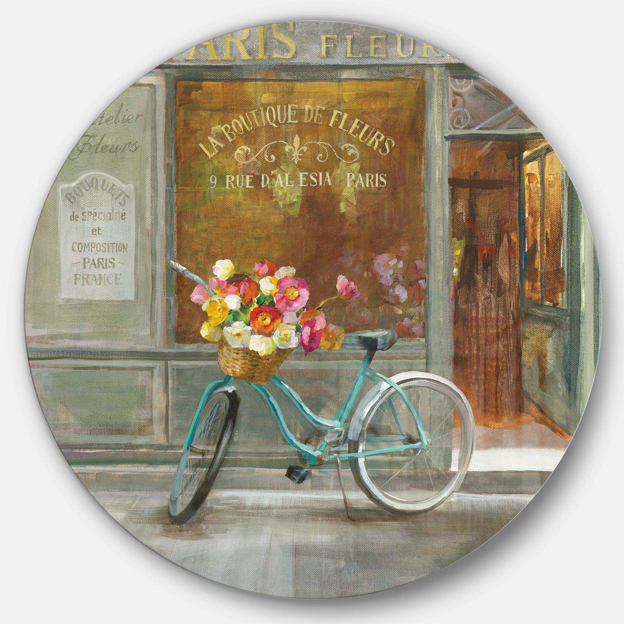 Paris French Flowershop - Floral Round Metal Wall Art