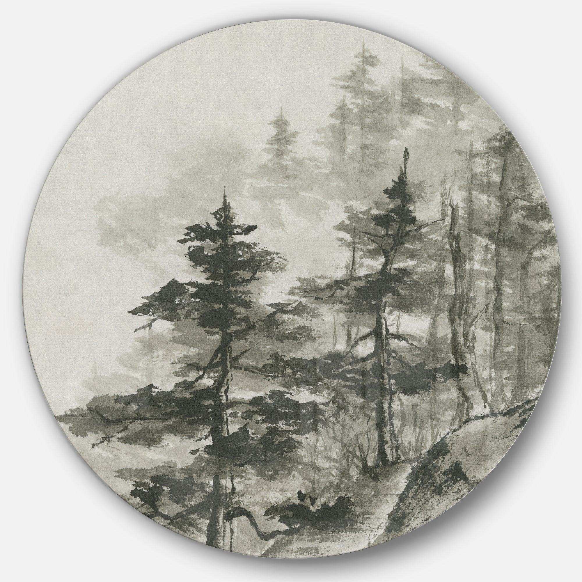 Asian Forest - Landscape Round Metal Wall Art