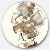 Gold Glam Squares III - Abstract Round Metal Wall Art