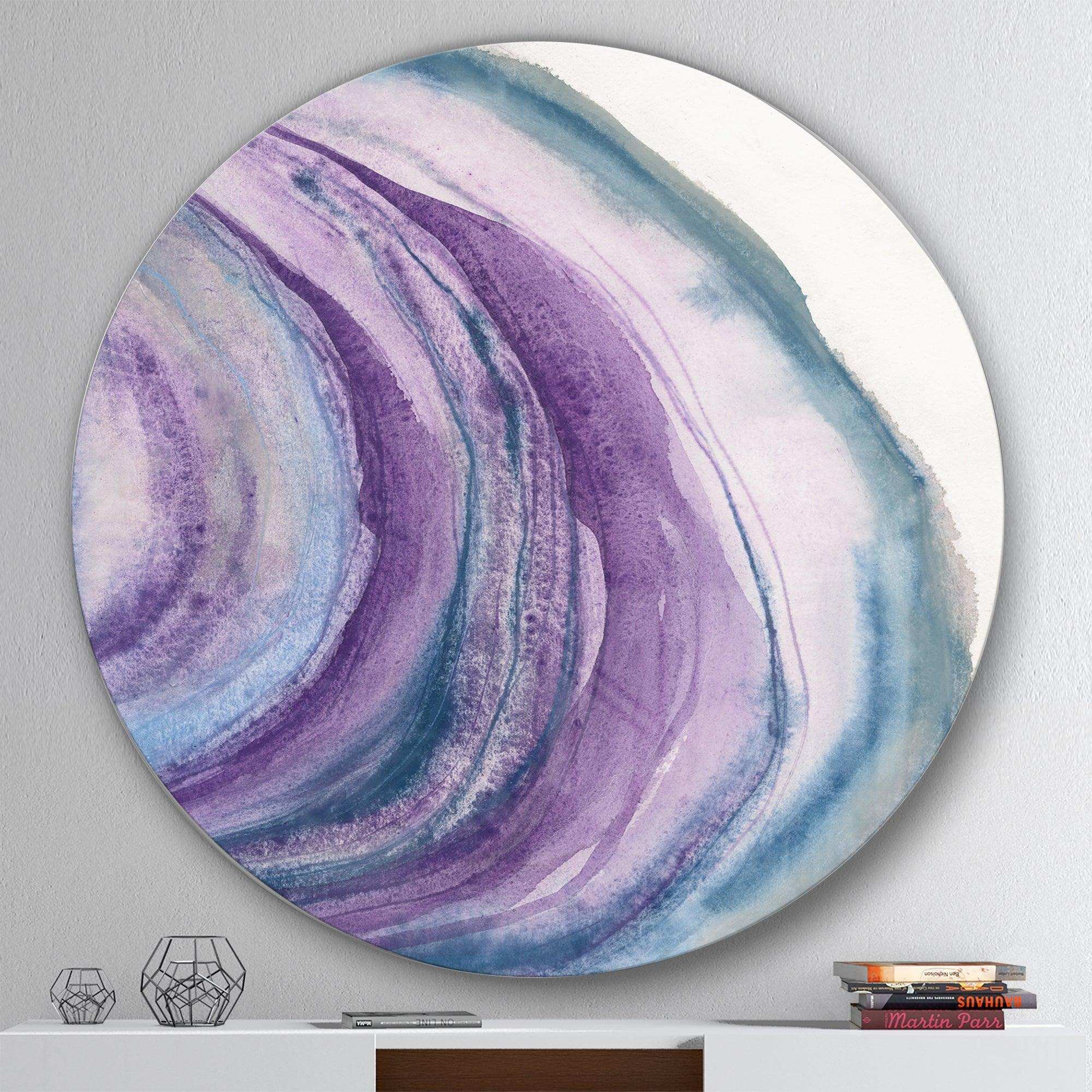 Watercolor Geode I - Abstract Round Metal Wall Art