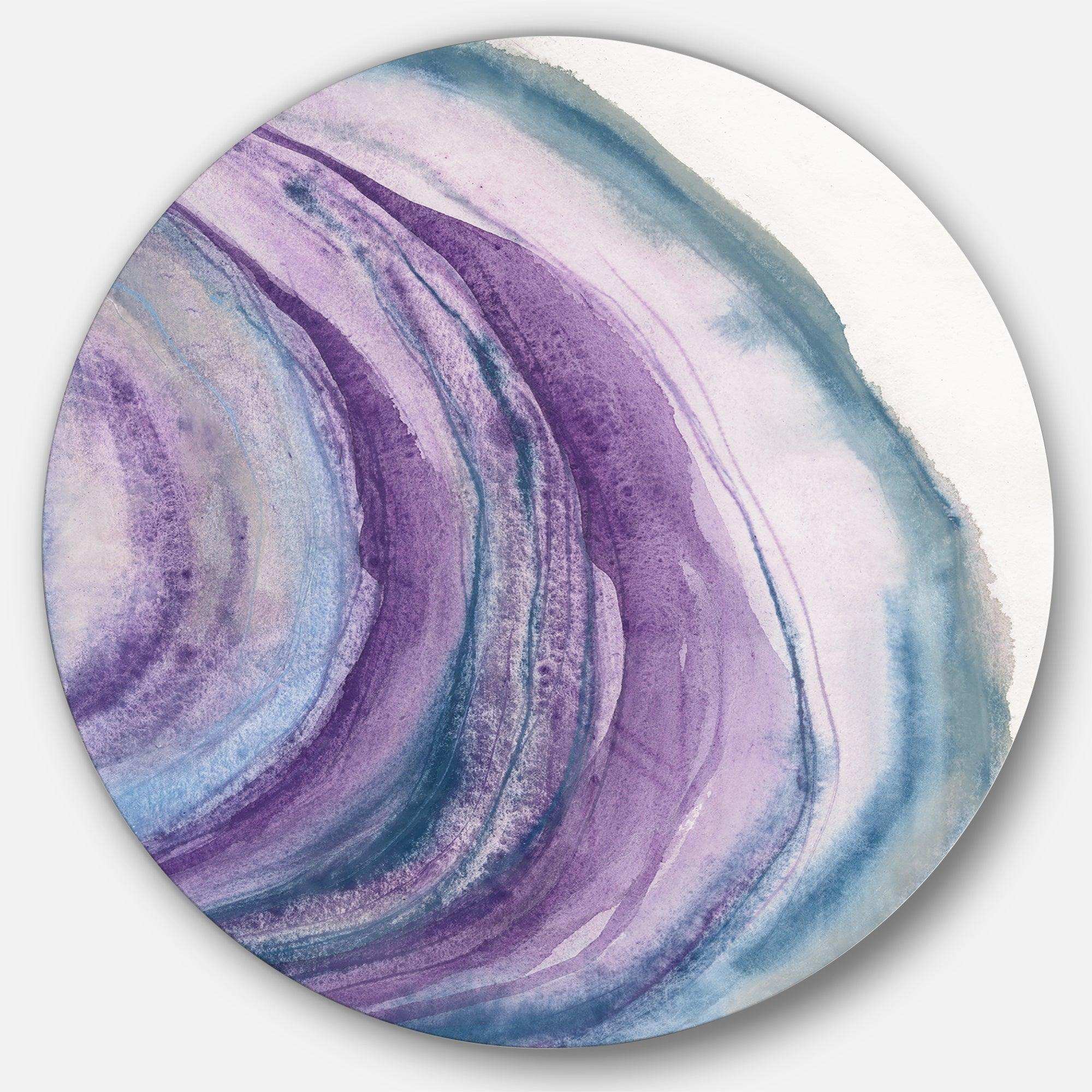 Watercolor Geode I - Abstract Round Metal Wall Art