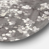 White Cherry Blossoms I - Floral Metal Circle Wall Art