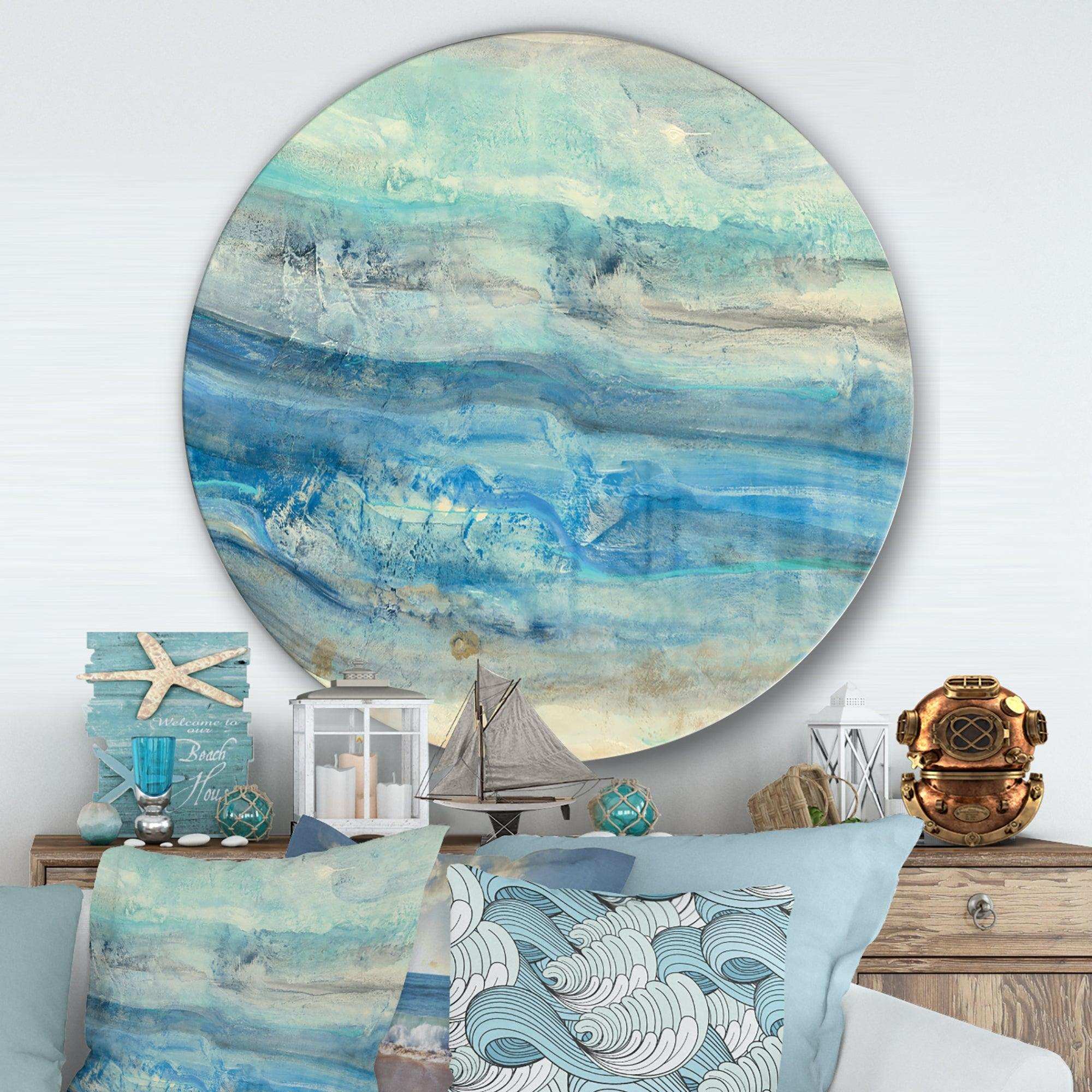 Ocean Mineral Waves - Beach Circle Metal Wall Decor
