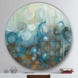 Blue and Bronze Dots on Glass I - Abstract Oversized Circle Metal Wall Art