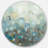 Blue and Bronze Dots on Glass II - Abstract Round Metal Wall Art